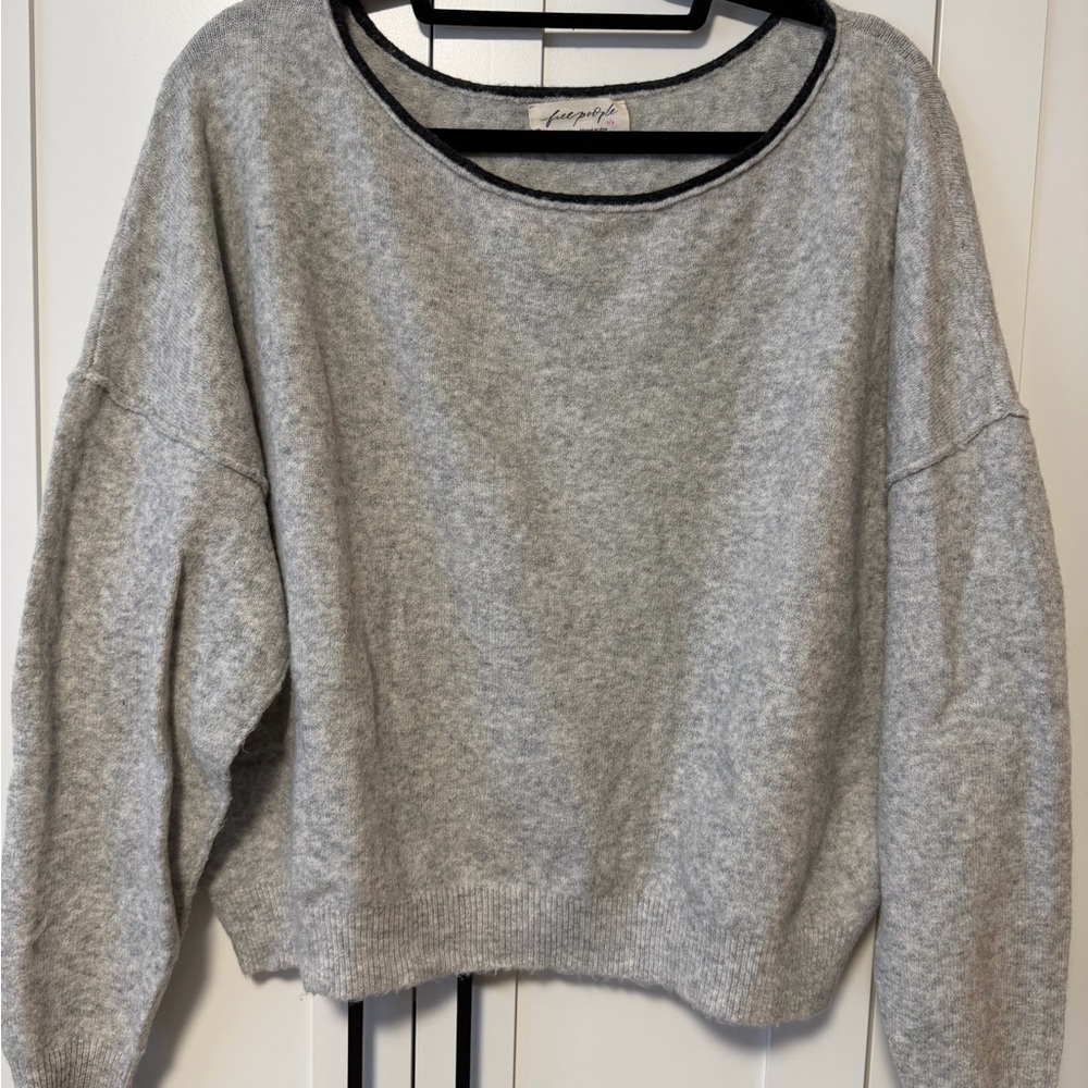 Free People Light Gray Crew Neck Sweater